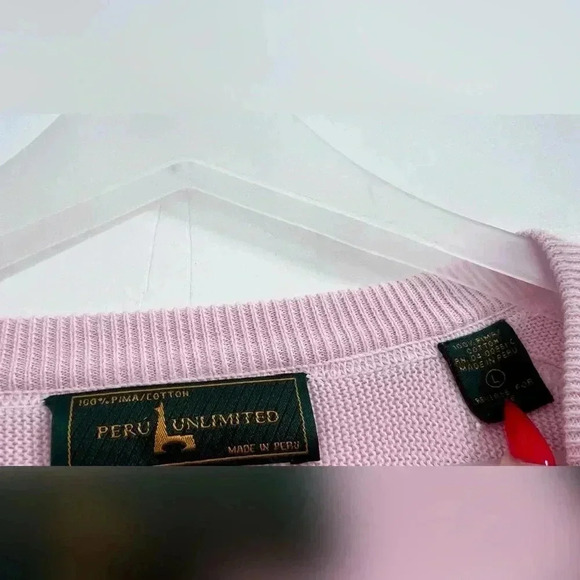 Peru Unlimited Men’s Pima Cotton Crew
Neck Pink Sweater Size L - Picture 2 of 3